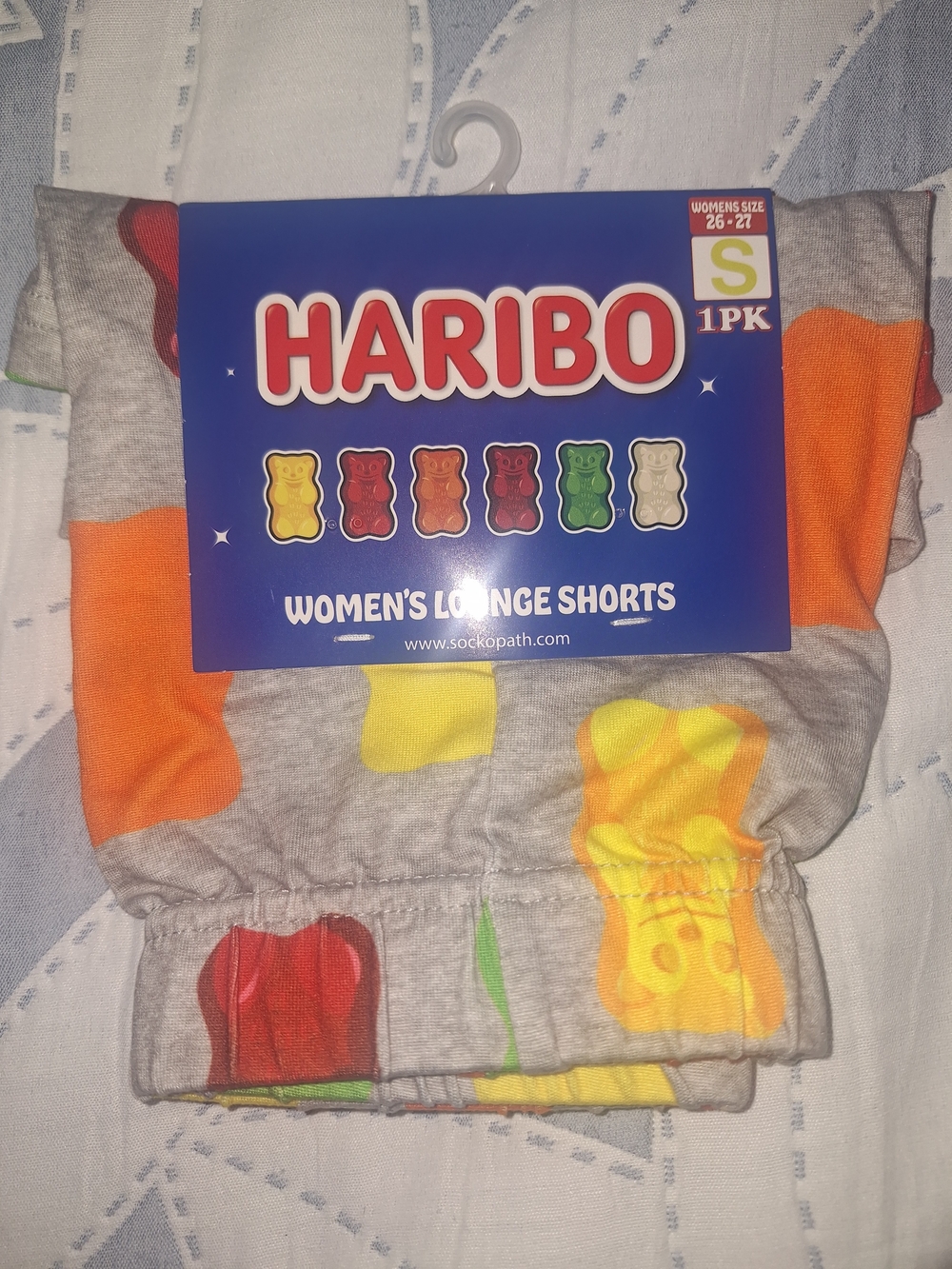 Haribo Women's Grey Gummy Bear Lounge Shorts - Yellow & Orange Print